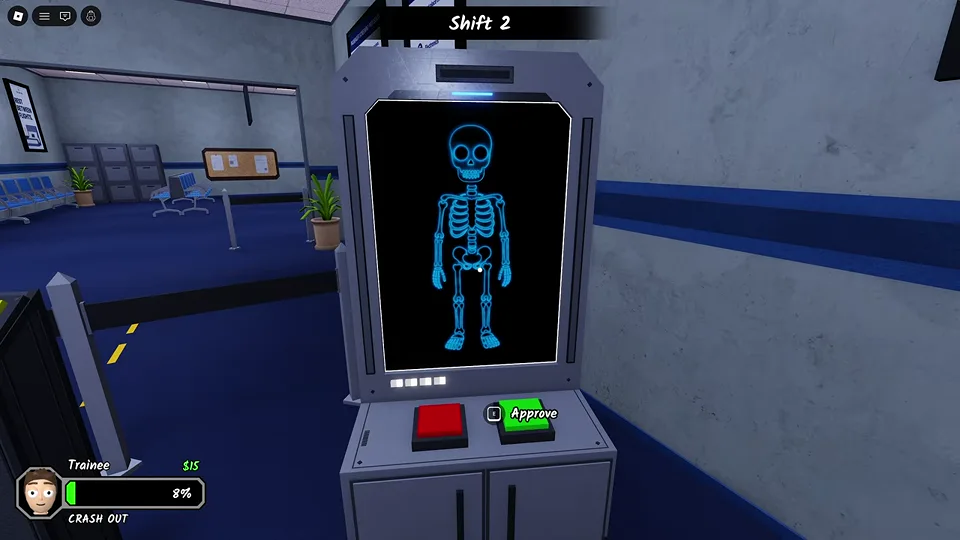 Full blue skeleton and green Approve prompt
